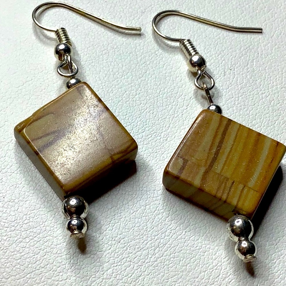 Wood Tile Earrings. - Picture 2 of 2